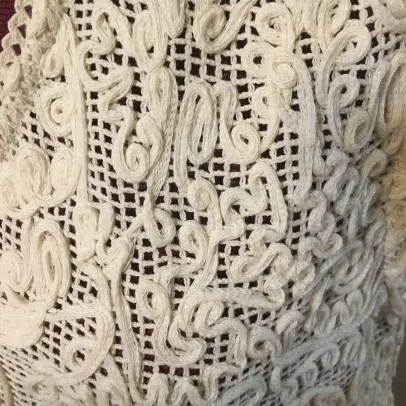 NWT See U Soon crochet lace button front vest in cream color one size L and 1 XL - Picture 2 of 8
